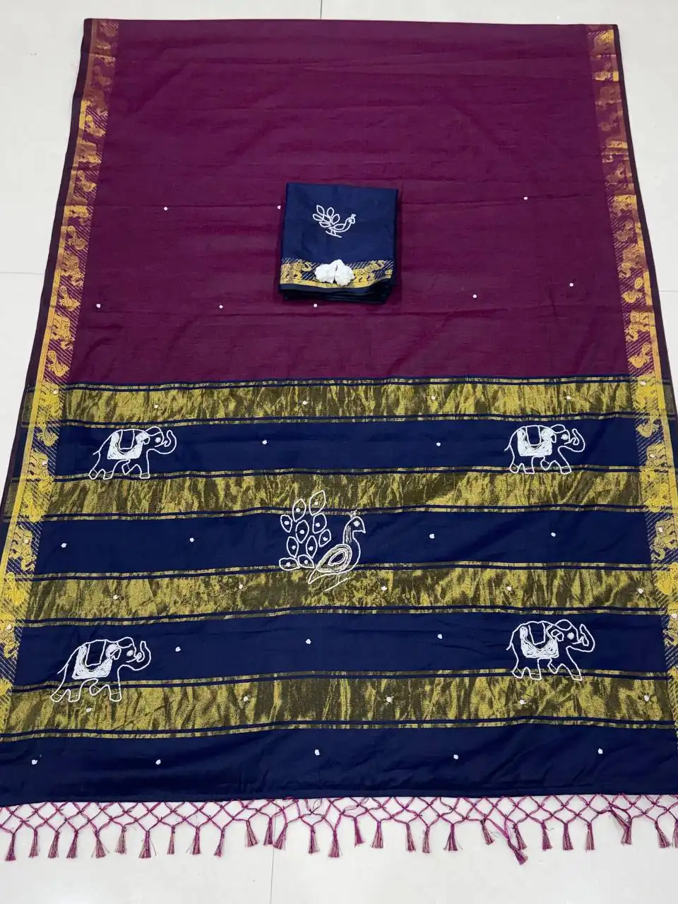 WMS Vol 1001 Handloom Cotton With Rich Patta Handwork Saree Wholesale Supplier