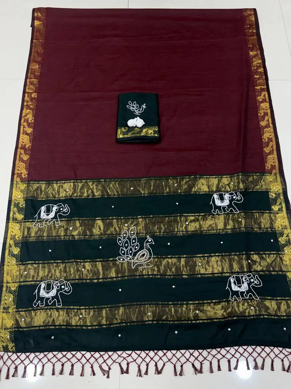 WMS Vol 1001 Handloom Cotton With Rich Patta Handwork Saree Wholesale Supplier