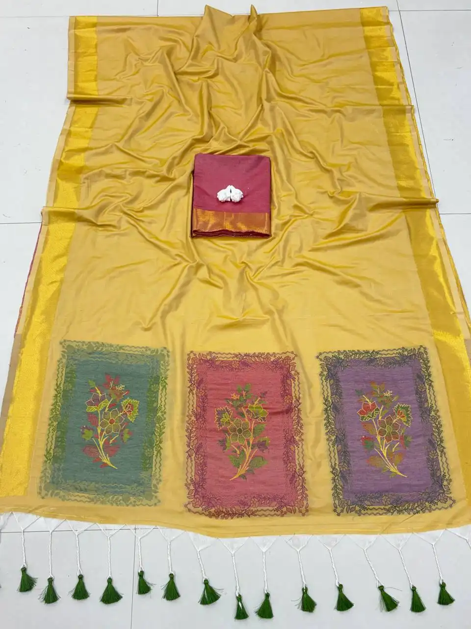 WMS 5010 Soft South Handloom Cotton With Cotton Meenakari Work Saree Wholesale Supplier