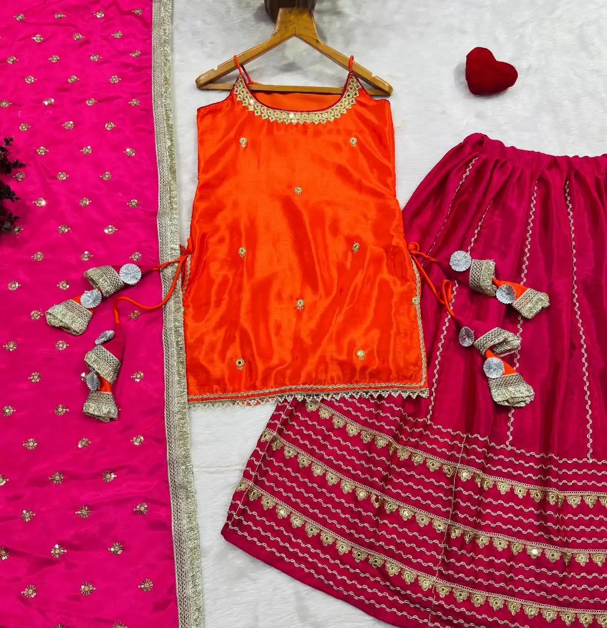 STD 6146 Chinon Silk With Zari Embroidered Work Top Lehenga Set Wholesale Supplier