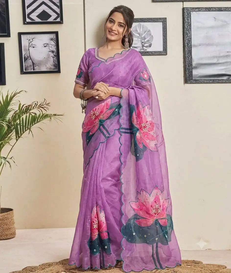 Kusum Vol 913 Pure Fandy Satin With Digital Print and Kat Dana Khatli Work Saree Wholesale Surat