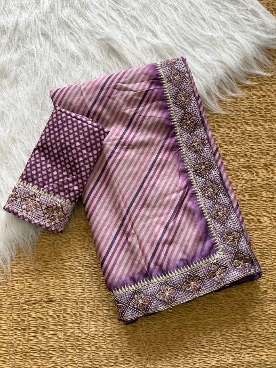 MHV Hira 1026 Pure Handloom Tussur Silk With Embroidery Work Digital Printed Lehriya Saree Wholesale Surat