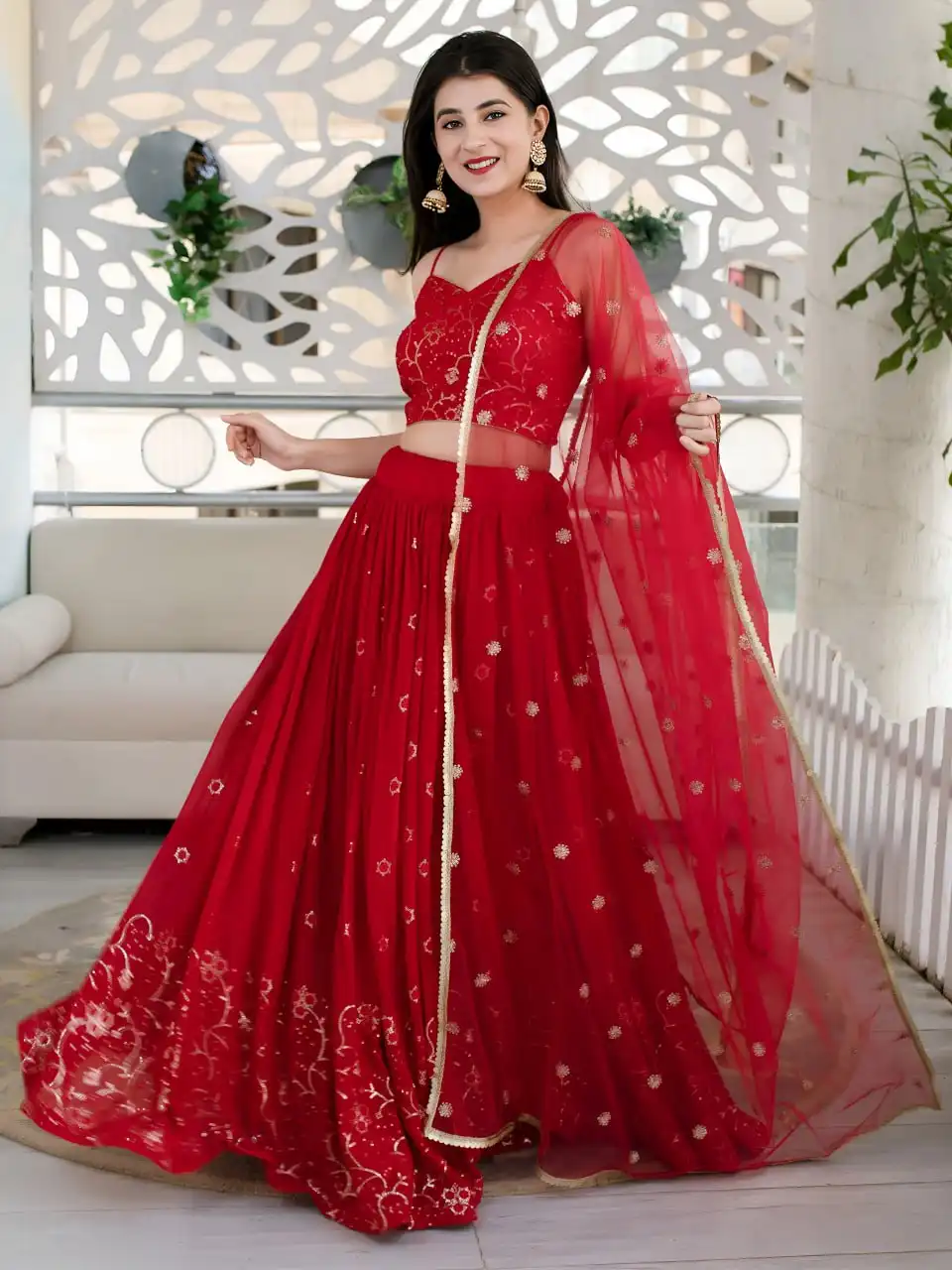 ZEEL 15063 Georgette With Thread Embroidery Work Lehenga Choli Wholesale Supplier