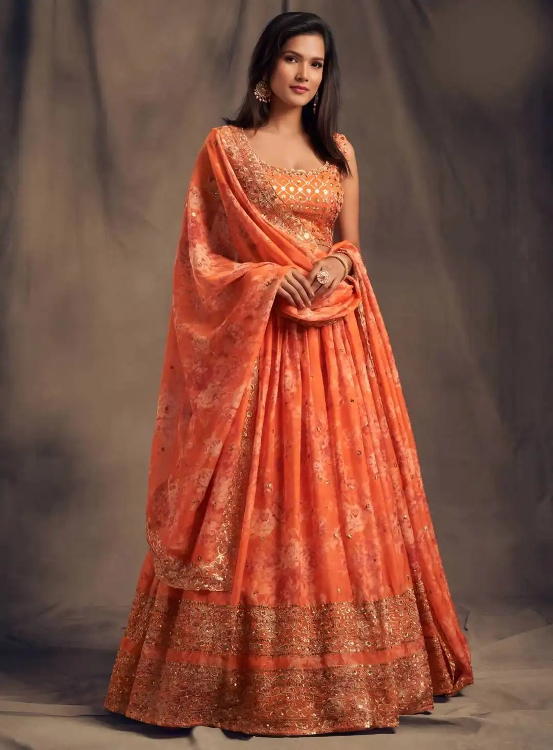 DKT 9202 Tabby Organza With Digital Print With Zari Embroidery Work Lehenga Choli Wholesale Supplier
