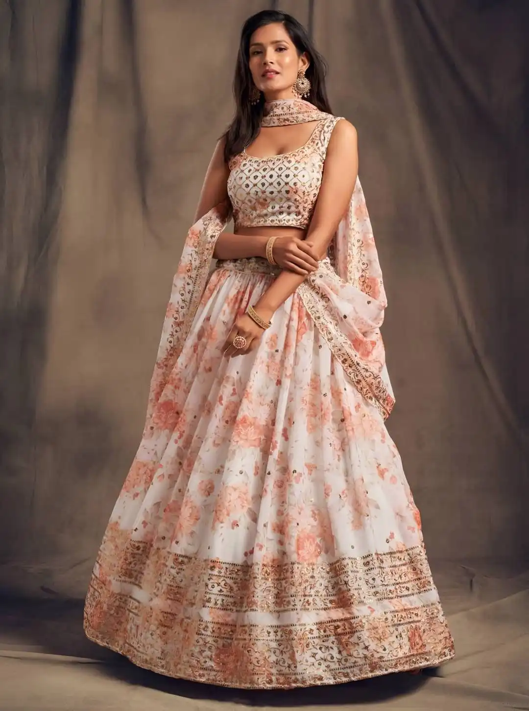 DKT 9202 Tabby Organza With Digital Print With Zari Embroidery Work Lehenga Choli Wholesale Supplier