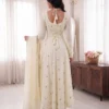 DKT 5195 French Crap Silk With Embroidery Sequence Work Gown Bottom Dupatta Set Wholesale Supplier