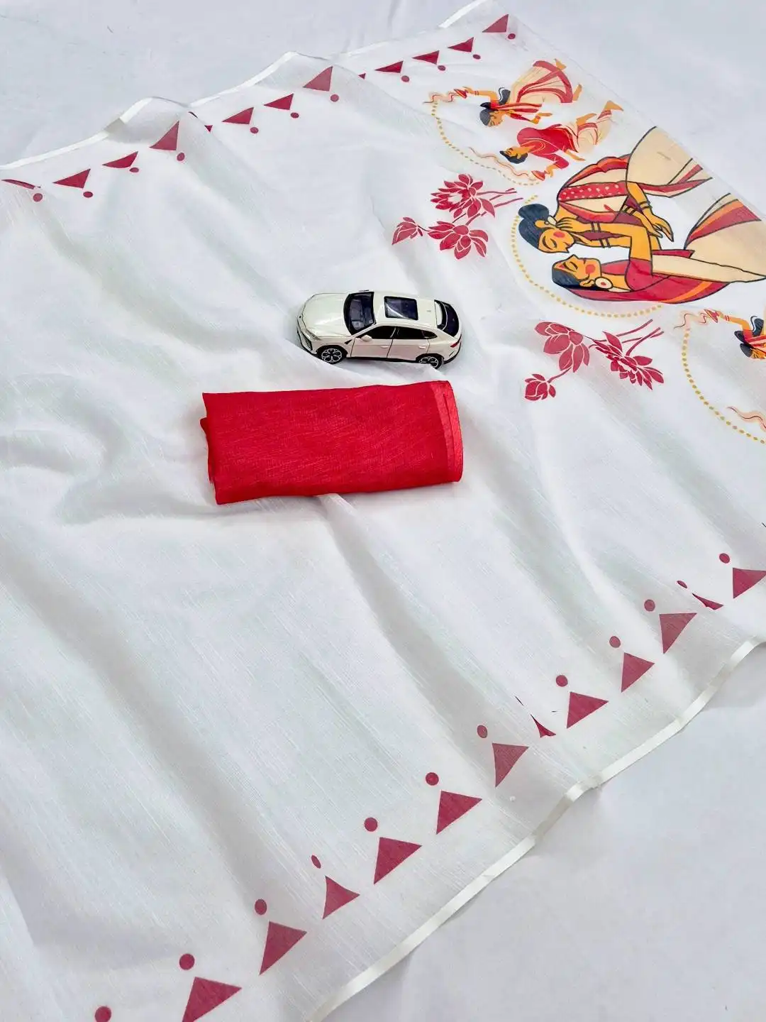 MNG 701 Plain Linen With Digital Print Saree Wholesale Supplier