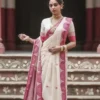 MNG 702 Plain Linen With Digital Print Durga Puja Special Saree Wholesale Surat