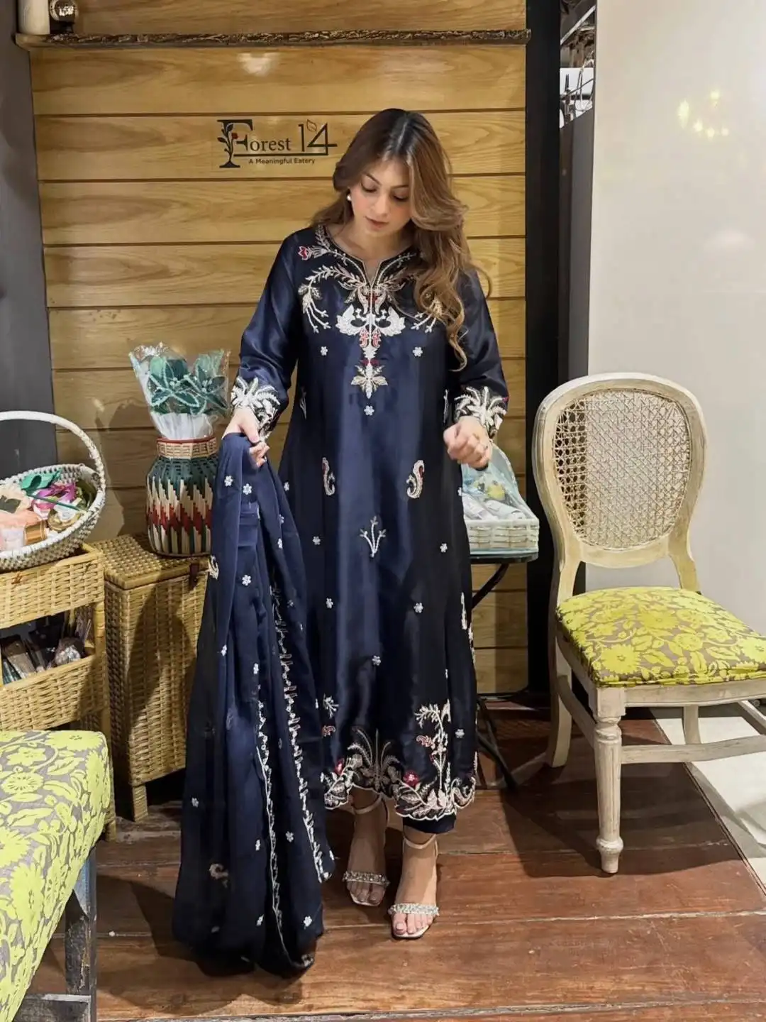 C585 1507 Premium Chinon With Embroidery Work Kurti Plazzo Dupatta Set Wholesale Supplier
