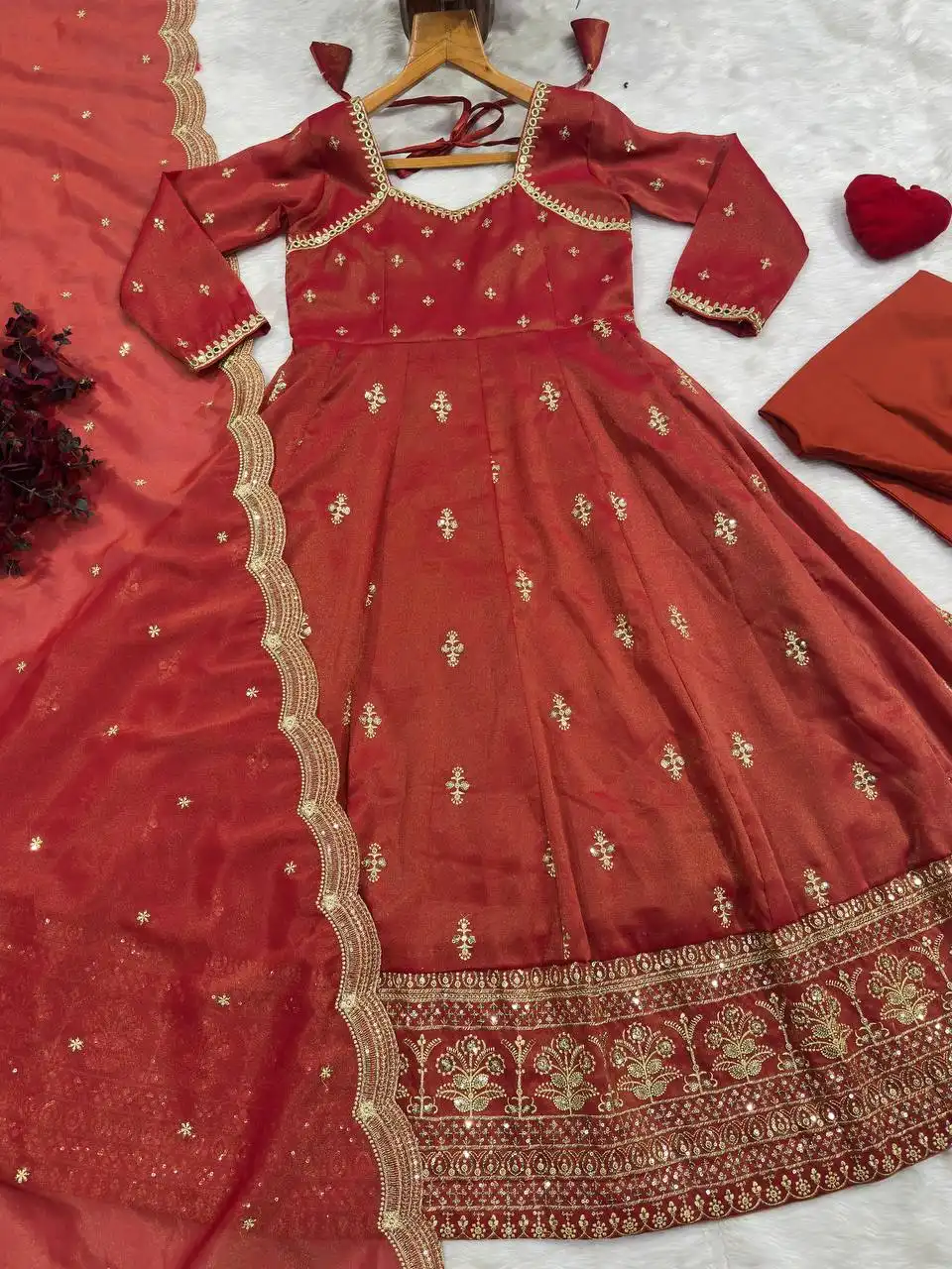 STD 6071 Cosmo With Heavy Sequins & Thread Embroidered work Top Pant Dupatta Set Wholesale Supplier