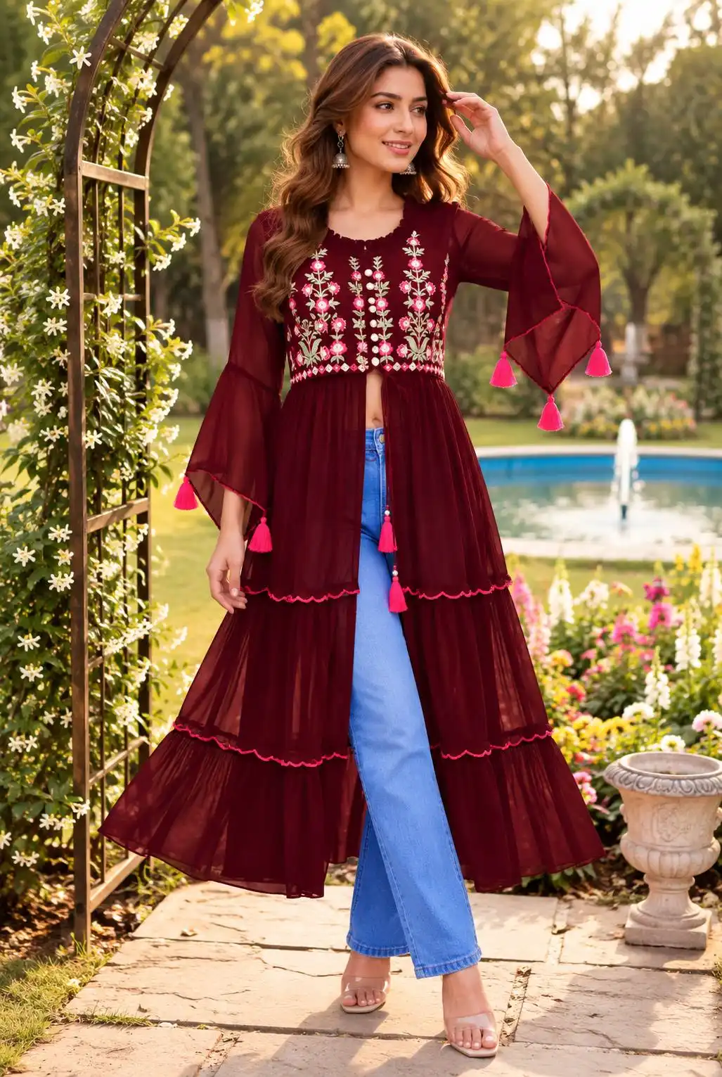 SS2016 Pushpa 2010 Heavy Georgette With Embroidery Work Kurti Wholesale Surat