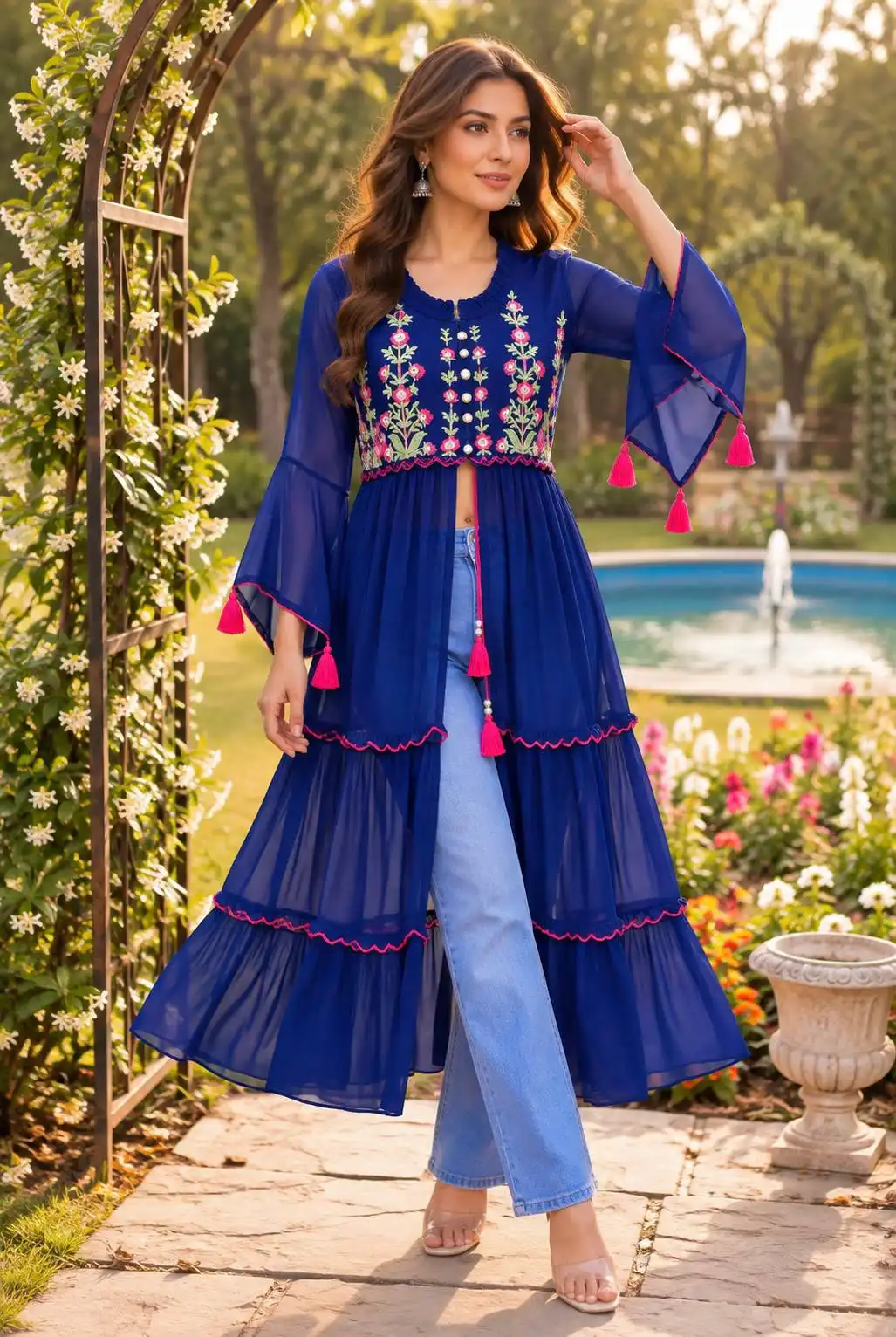 SS2016 Pushpa 2010 Heavy Georgette With Embroidery Work Kurti Wholesale Surat