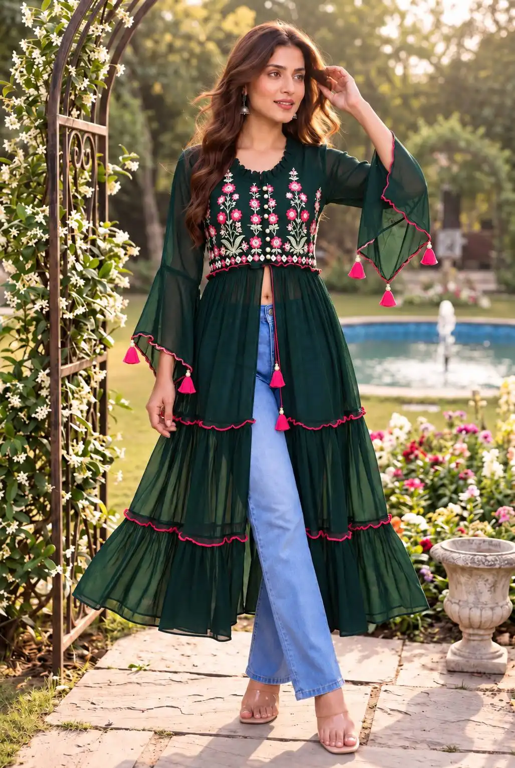 SS2016  Pushpa 2010 Heavy Georgette With Embroidery Work Kurti Wholesale Surat