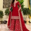 C585 1511 Fax Georgette With Zari Embroidery Work Kurti Plazzo Dupatta Set Wholesale