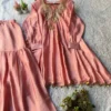 BV 434 Pure Chinon With Embroidery Work Top Plazzo Sarara Set Wholesale Supplier
