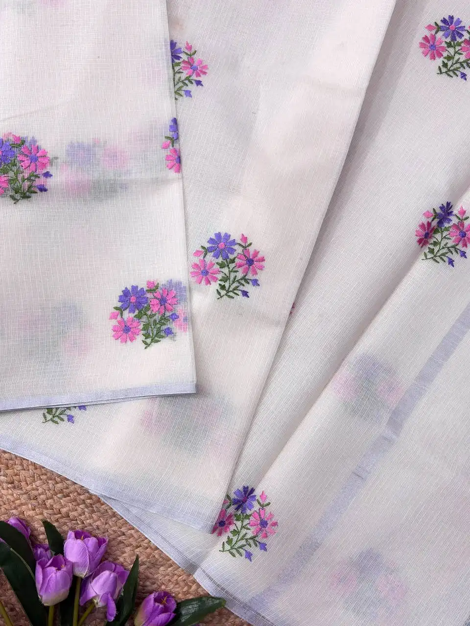 MHV Sudati 6010 Soft Kota Doriya With Floral Embroidery Work Saree Wholesale Surat