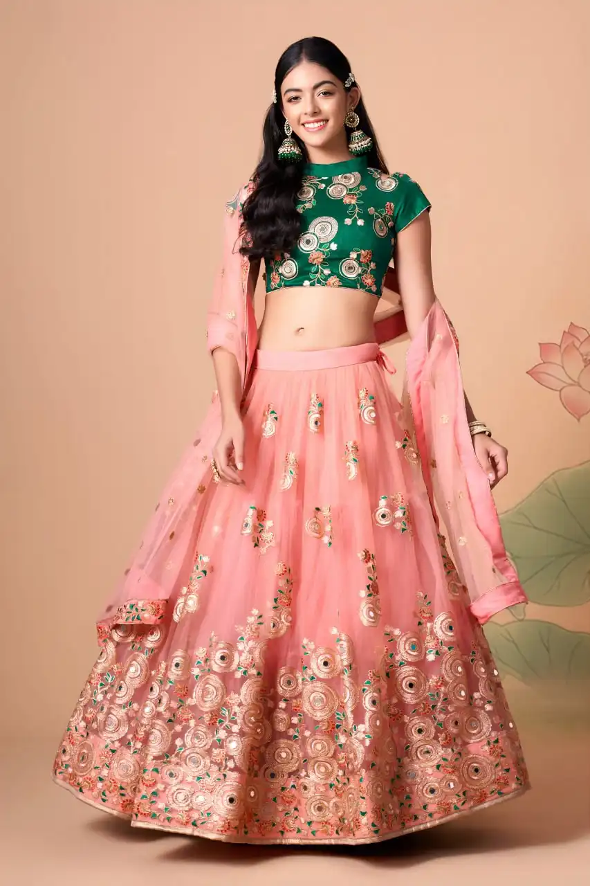 ZEEL 7315 Soft Net With Sequins Embroidery & Mirror Work Wedding Lehenga Choli Wholesale