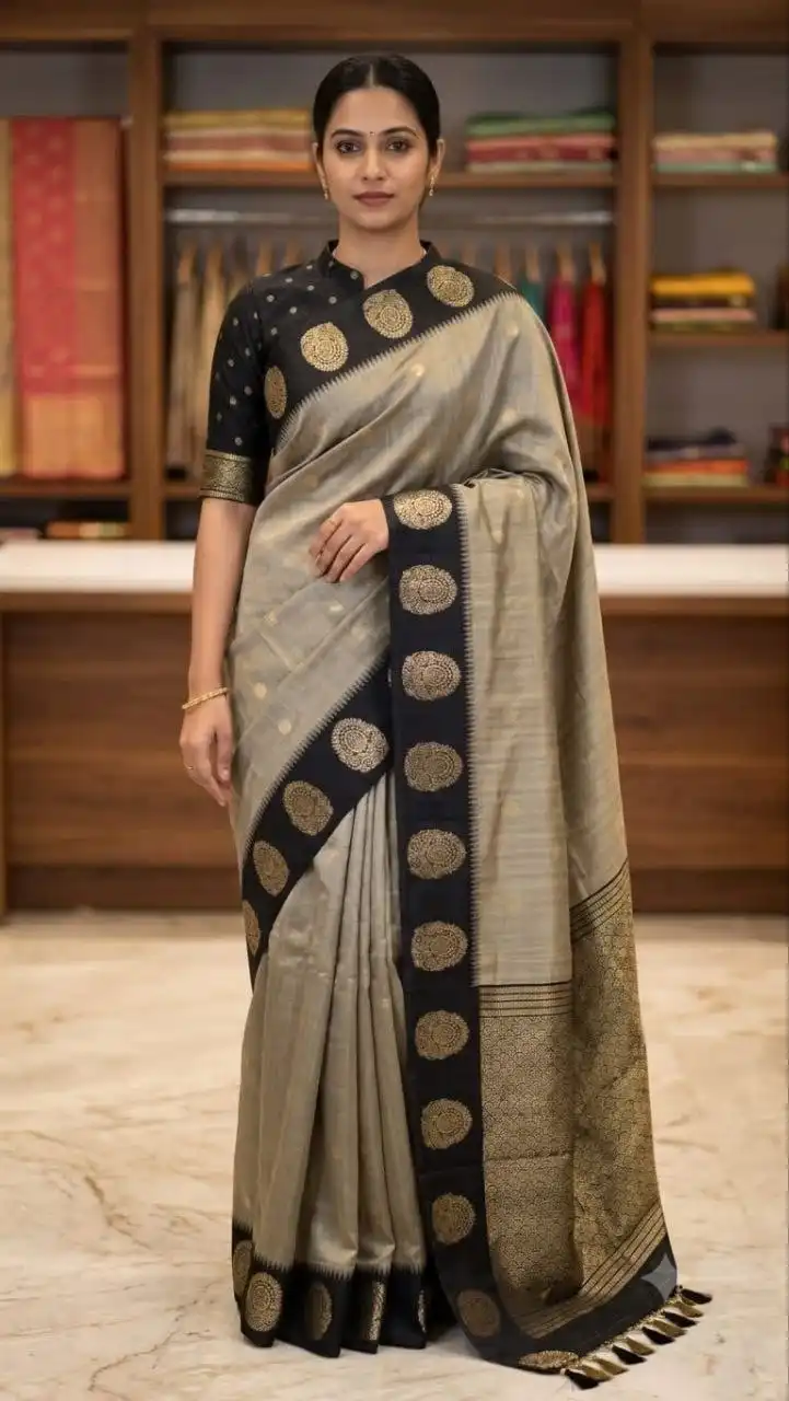 RGS 1006 Raw Silk With golden border weaving zari Work Traditional Saree Wholesale Surat