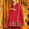 FFD 6010 Heavy Crunchy Silk With Floral Motif Thread Embroidery Anarkali Top Plazzo Dupatta Set Wholesale Surat