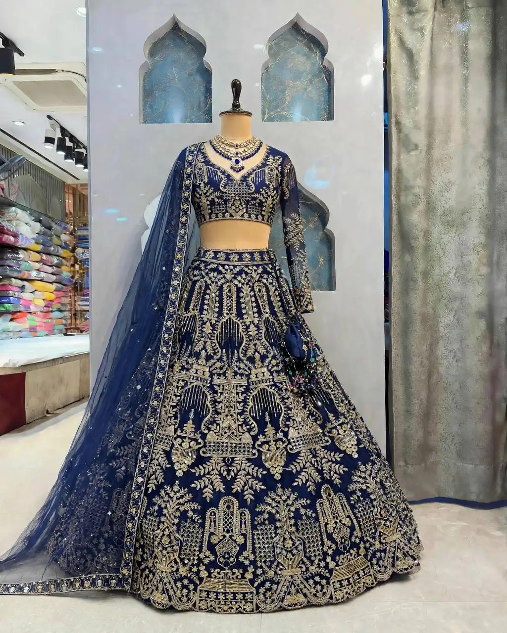 SBD 1885 Butterfly Net With Embroidery Sequins Work Lehenga Choli Wholesale Supplier