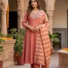 KR 431 Mull Chanderi With Beads Embroidery Work Kurti Pant Dupatta Set Wholesale Surat