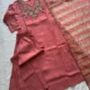 KR 431 Mull Chanderi With Beads Embroidery Work Kurti Pant Dupatta Set Wholesale Surat