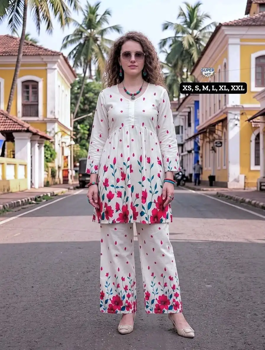 Laxmy 1005 Heavy Rayon Slub With Printed Co Ord Set Wholesale Supplier