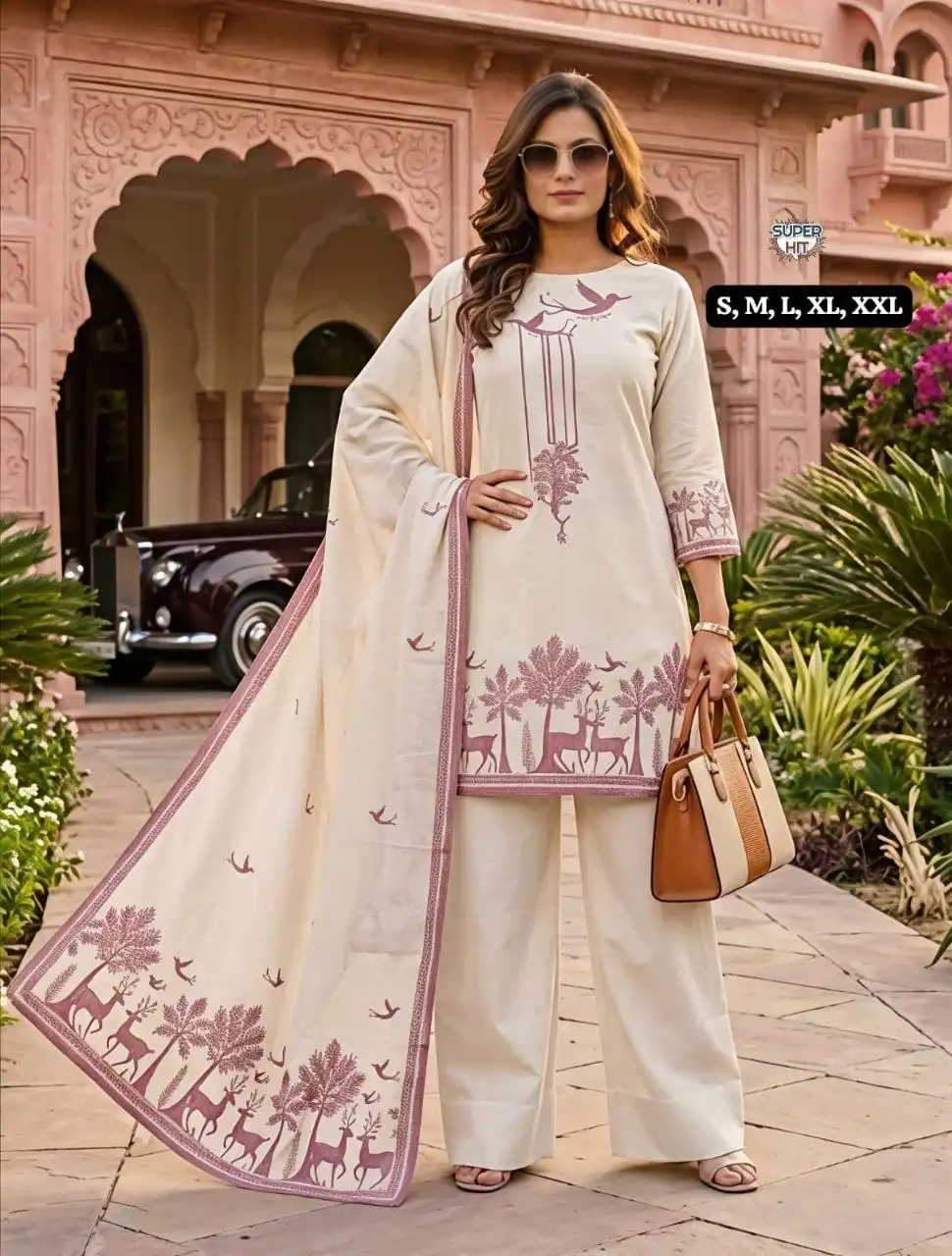 Laxmy 2201 Khadi Cotton With Printed Kurti Plazzo Dupatta Set Wholesale Supplier