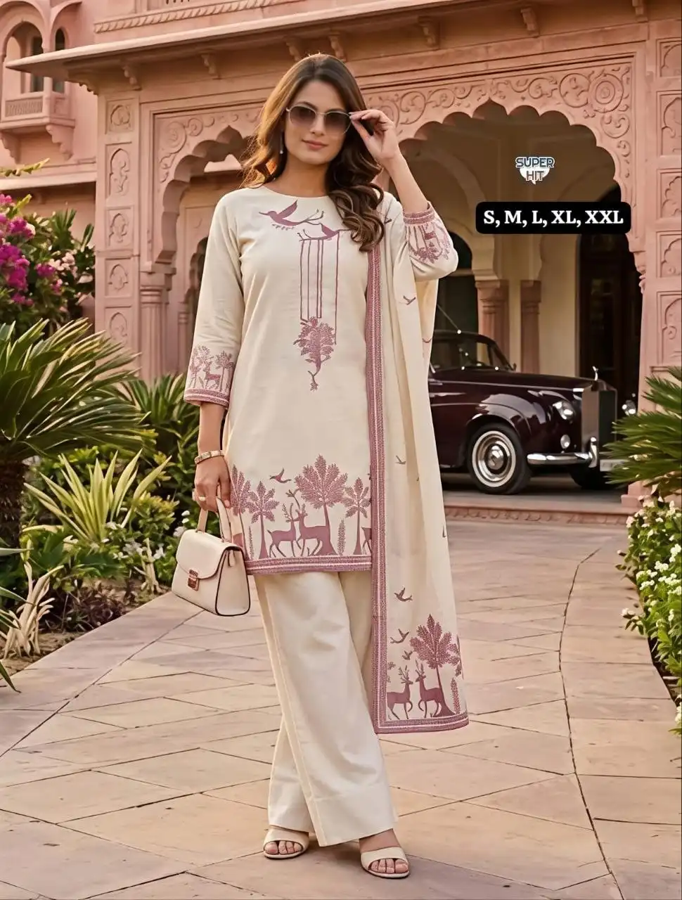 Laxmy 2201 Khadi Cotton With Printed Kurti Plazzo Dupatta Set Wholesale Supplier