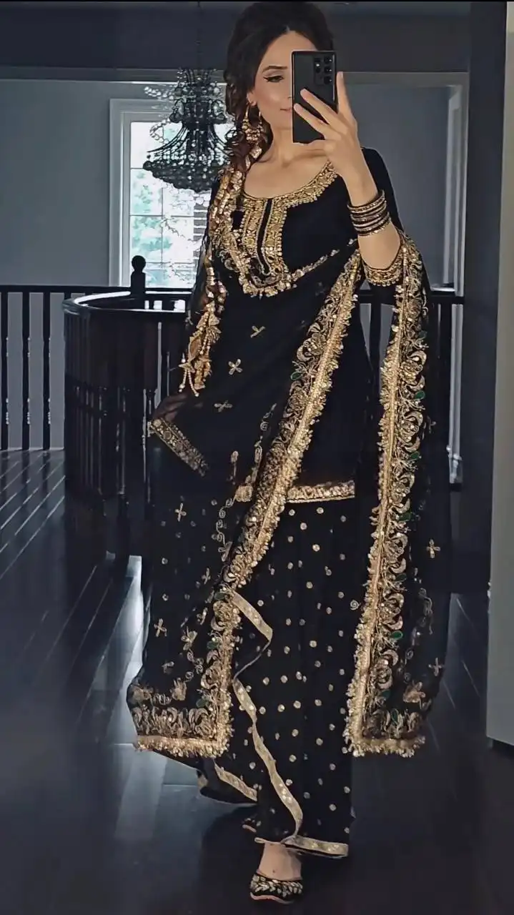 Madhuri 281 Heavy Malay Silk With Embroidery Sequence Work Indo Western Wholesale Surat