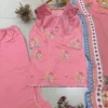 BV 514 Mul Chanderi With Embroidery Work & Cut Work Top Plazzo and Dupatta Set Wholesale Supplier