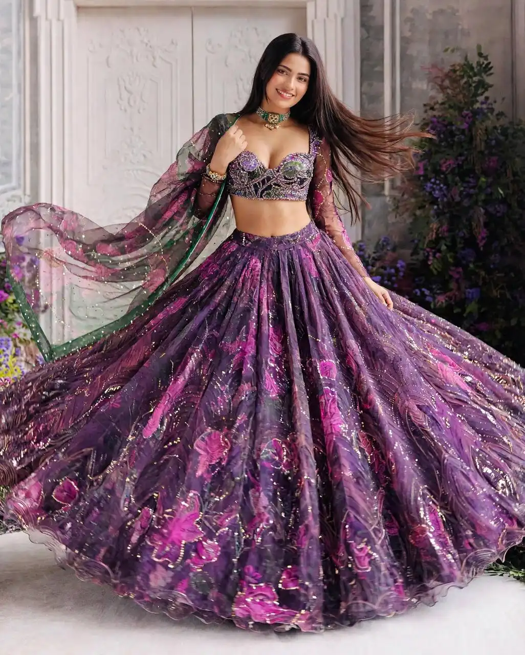 SBD 1888 Tabby Silk With Digital Print and Sequence Figure Work Lehenga Choli Wholesale Online Surat