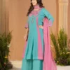 Lila 186 Mal Chanderi With Multi Embroidery Thread With Real Hand Work Top Plazzo Dupatta Set Wholesale Surat