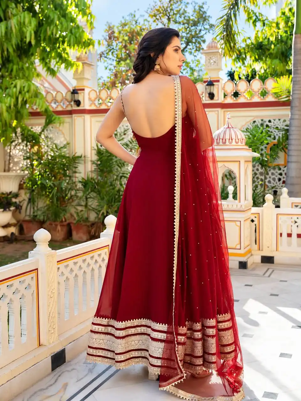 STD 6148 Faux Blooming With Sequins Embroidery Work Anarkali Gown Pant Dupatta Set Wholesale Surat