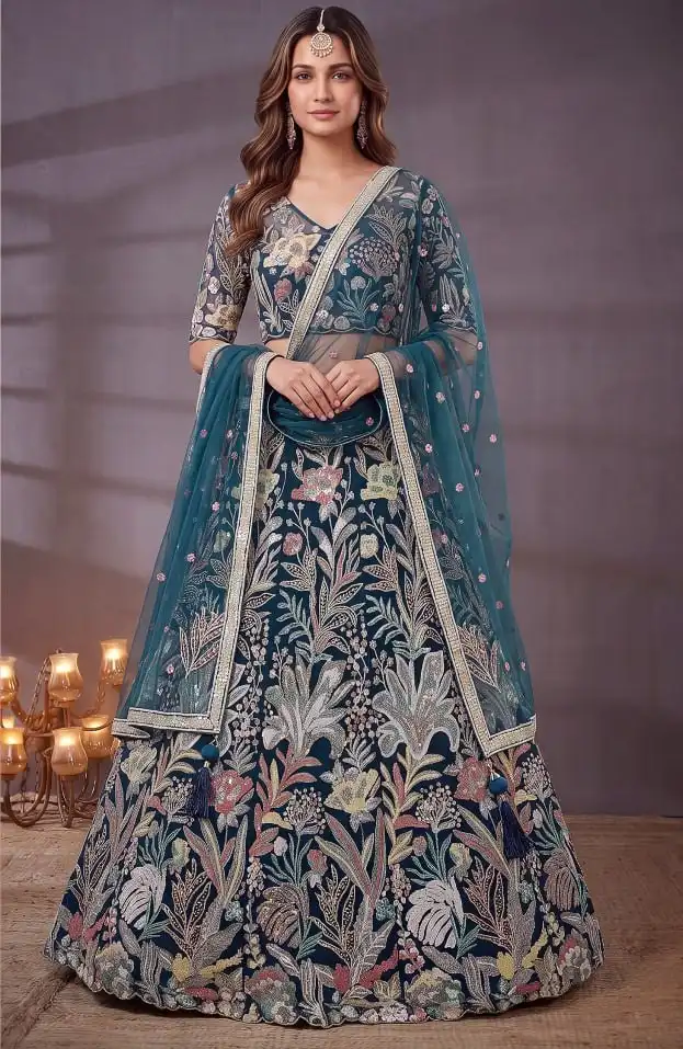 ZEEL 6032 Soft Net With Multiple Sequins Embroidery Work Lehenga Choli Wholesale Supplier