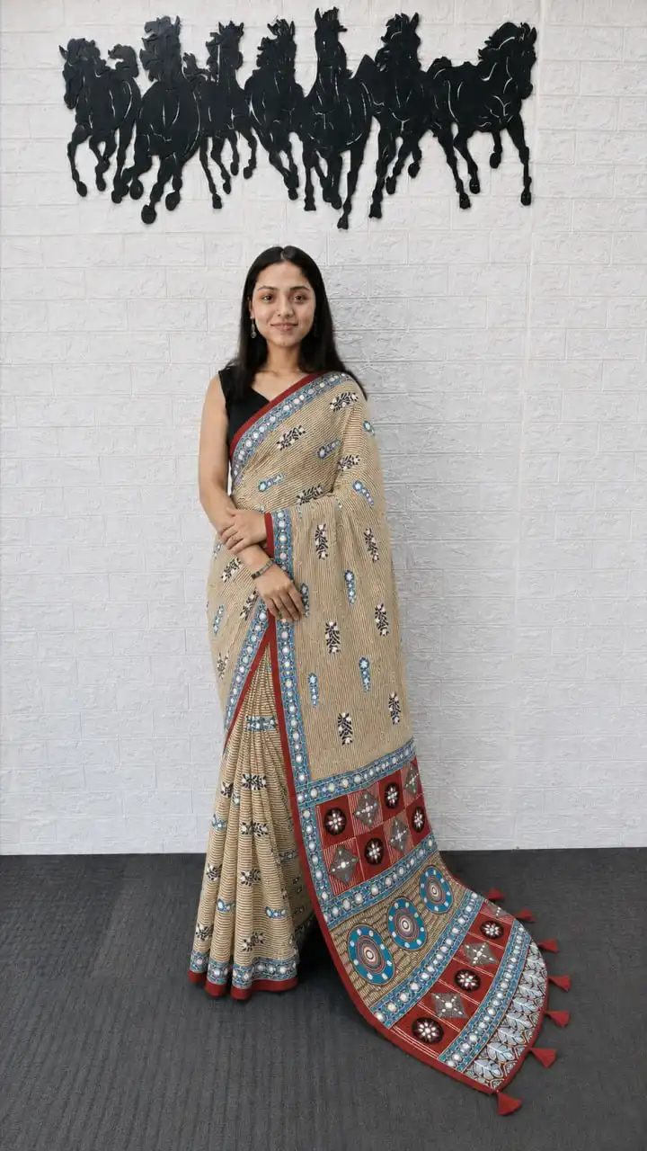 WMT 3211 Japan Satin With Printed With Mirror Work Saree Wholesale Surat