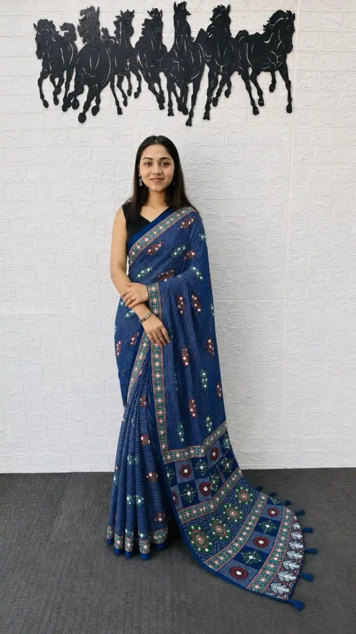 WMT 3211 Japan Satin With Printed With Mirror Work Saree Wholesale Surat