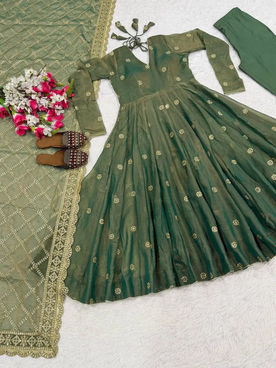 MRD 3086 Heavy Moss Fandy With Sequence and Embroidery Work Anarkali Suit Wholesale Surat