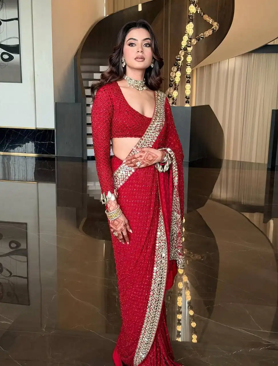 SBD 1811 Faux Georgette With Embroidery Sequins Work Real Mirror Saree Wholesale Online Supplier