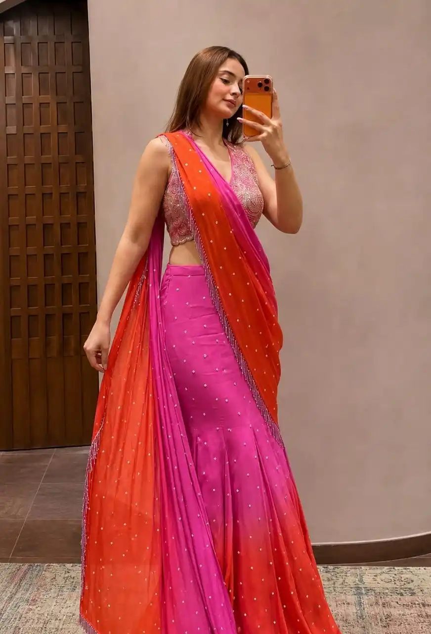 HFF 9254 Crape Silk With Digital Print Ready To Wear Saree Wholesale Supplier