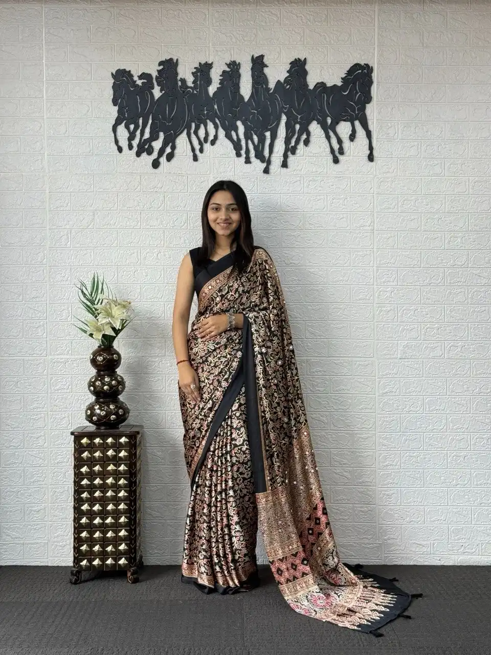 WMT 3213 Japan Satin With Printed With Mirror Work saree Wholesale Surat