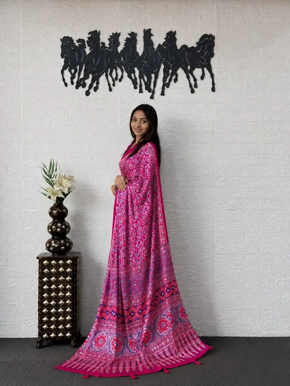 WMT 3213 Japan Satin With Printed With Mirror Work saree Wholesale Surat