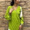 SS2016 Adaa 1210 Heavy Rayon Bandhani print and border lace Short Top Wholesale Surat