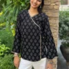 SS2016 Adaa 1210 Heavy Rayon Bandhani print and border lace Short Top Wholesale Surat