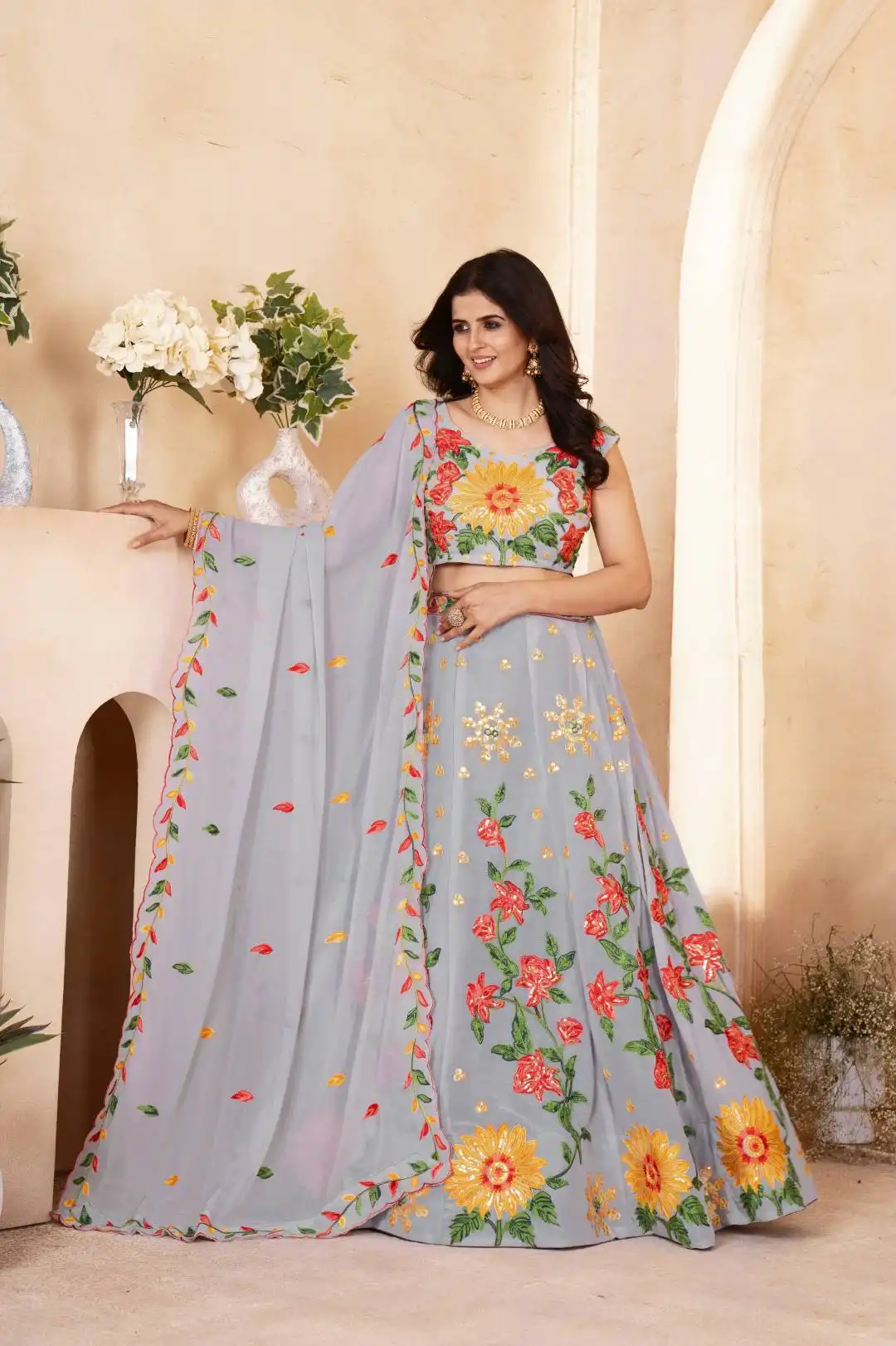 DKT 5089 Fax Georgette With Embroidery Work Lehenga Choli Wholesale Surat