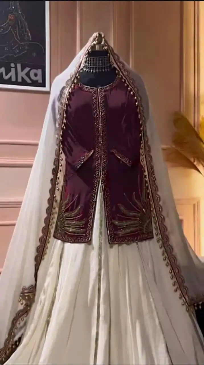 MRD 3040 Natural Crep Silk With Bids Hand Work & Embroidery Work Sarara Suit Wholesale Surat
