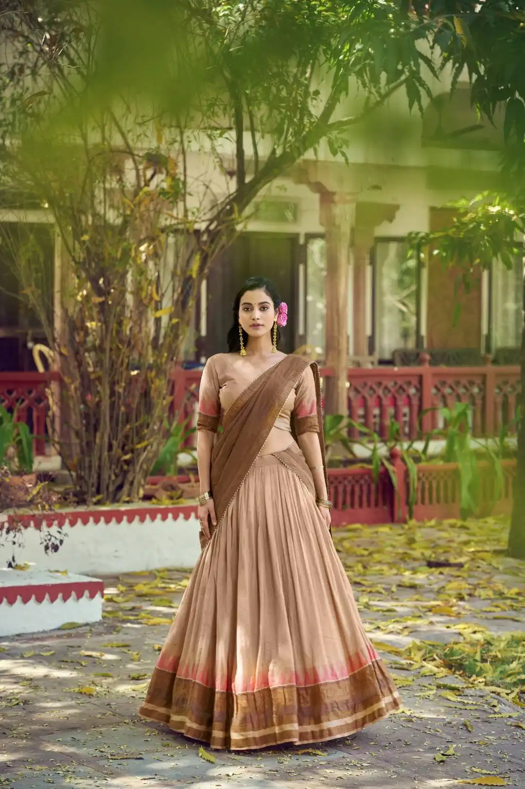 WMN 1910 Poly Dyeable With Zari Woven Border Lehenga Choli Wholesale Supplier