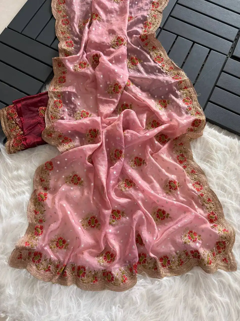 MHV 1510 Soft Lightweight With Embroidered Floral Work Saree Wholesale Supplier