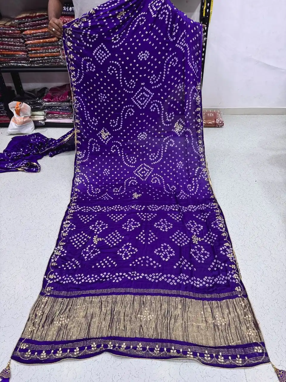 SANB Vol 15 Gaji Silk Original Bandhani With Gota Pati Hand Work Saree Wholesale Supplier