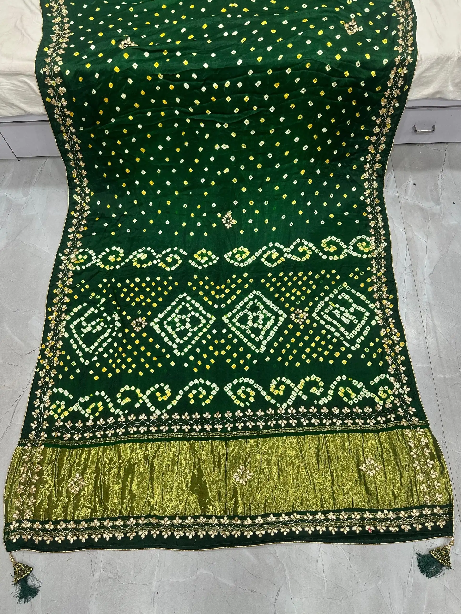 SANB Vol 14 Gaji Silk Original Bandhani With Gota Pati Hand Work Saree Wholesale Supplier